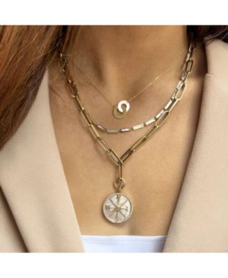 Mother of Pearl Bar Necklace 14K Gold 20 inches