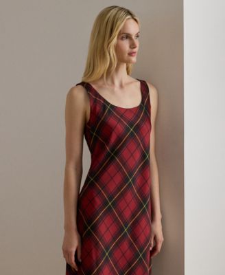 Petite Plaid Sleeveless Cocktail Dress