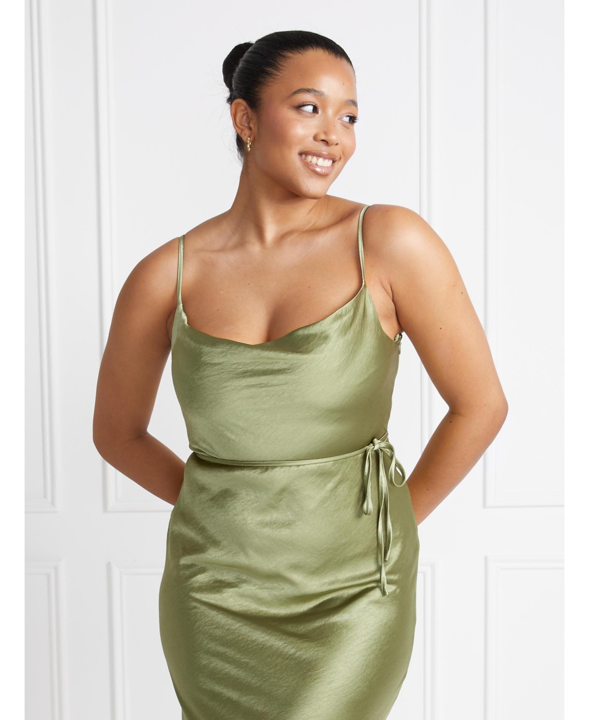 Six Stories Cami Cowl Front Satin Bridesmaid Dress