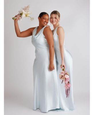 Cowl Front Satin Bridesmaid Dress