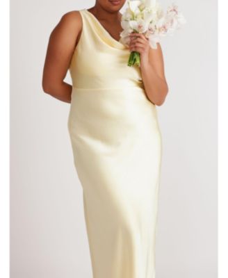 Cowl Front Satin Bridesmaid Dress