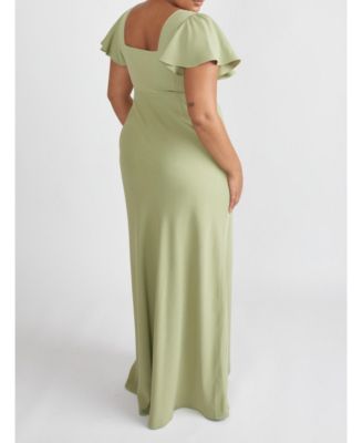 Women's Square Neck Crepe Bridesmaid Dress