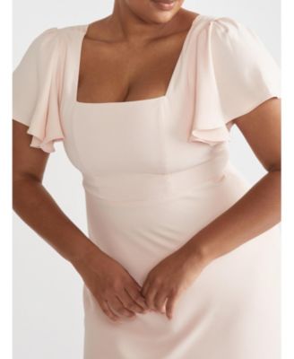 Women's Square Neck Crepe Bridesmaid Dress