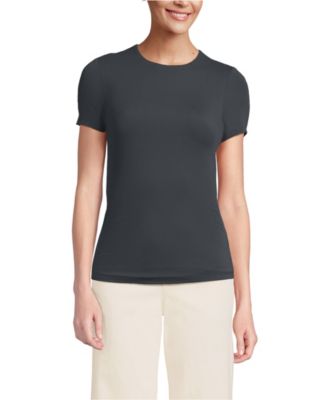 Women's Short Sleeve Tugless Double Layer Crew Neck Knit Top