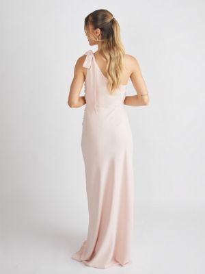 Women's Bow One Shoulder Crepe Bridesmaid Dress