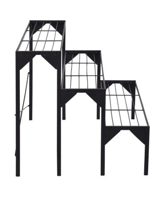 3 Tier Shelf Flower Plant Display Stand Rack Large Modern Black Metal Heavy Duty
