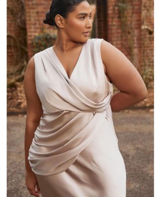 Plunge Drape Satin Bridesmaid Dress