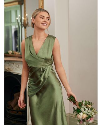 Plunge Drape Satin Bridesmaid Dress