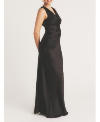 Plunge Drape Satin Bridesmaid Dress