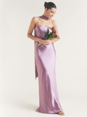 Women's Bandeau Satin Bridesmaid Dress