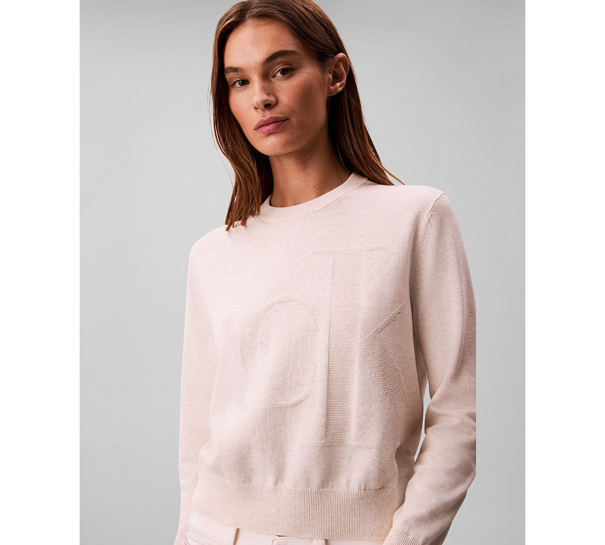 Calvin Klein Jeans Est.1978 Women's Monogram Logo Sweater In Pink