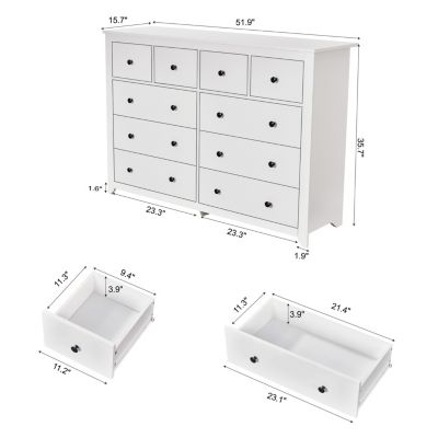 Modern 10-Drawer Storage Cabinet Dresser Wide Chest of Drawer