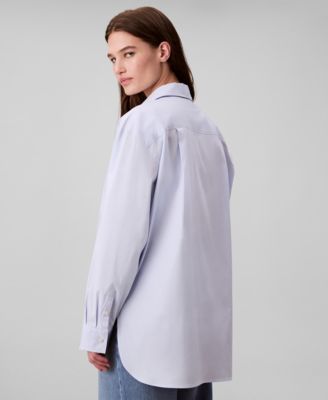 Women's Poplin Relax Fit Button Down Shirt