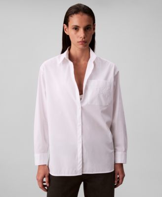 Women's Poplin Relax Fit Button Down Shirt