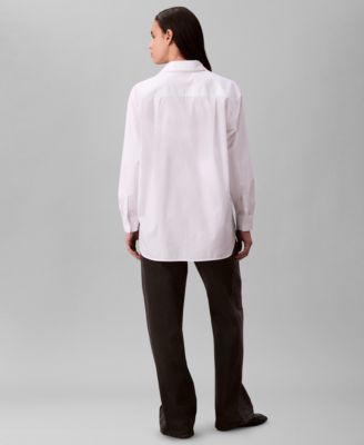 Women's Poplin Relax Fit Button Down Shirt