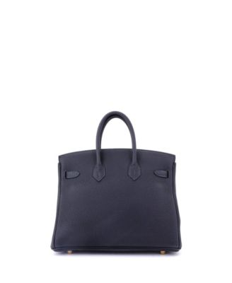 Pre-Owned Hermes Birkin 25 Handbag Blue Togo with Gold Hardware