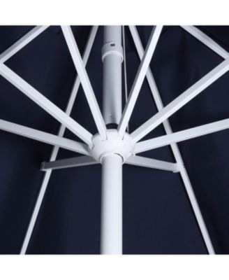 Tracy 9 ft. Classic MidCentury Scalloped Fringe Market Patio Umbrella with Auto-Tilt Crank, Wind Vent and UV Protection in Coral