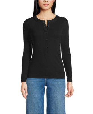 Women's Drapey Rib Fitted Long Sleeve Henley T-Shirt