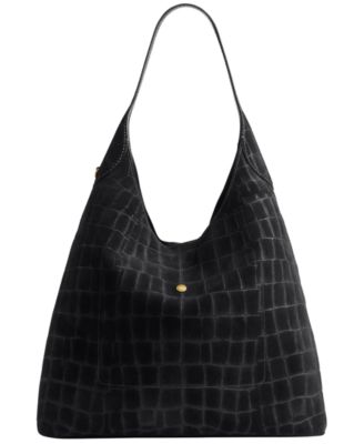 Brooklyn Extra-Large Crocodile-Embossed Suede Shoulder Bag 39