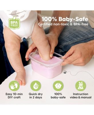 Reve Baby Casting Kit Hands and Feet Mold, 3D Baby Hand Casting Kit 0-9 Months with Wood Base, BPA-Free Baby Keepsake
