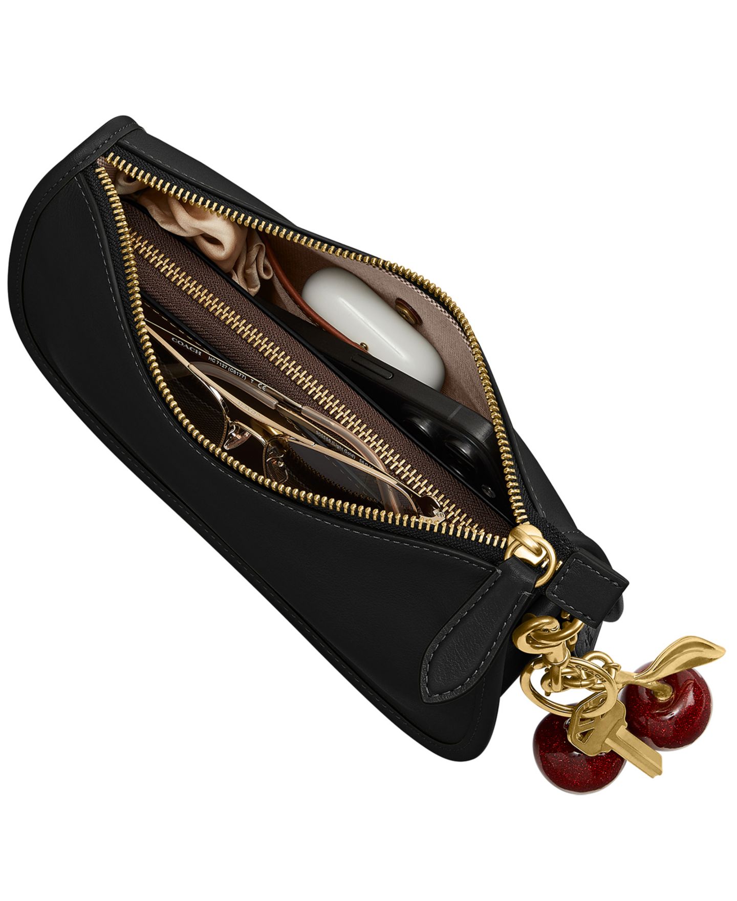 Женская сумка COACH Waverly Small Leather Shoulder, цвет: Латунный / Чёрный — фото 5