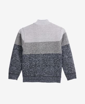 Boys Full Zip Mock Neck Sweater With Fleece Lining