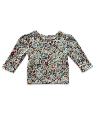 Baby Girls' Long-Sleeve Top and Denim Jumper, 2-Piece Set