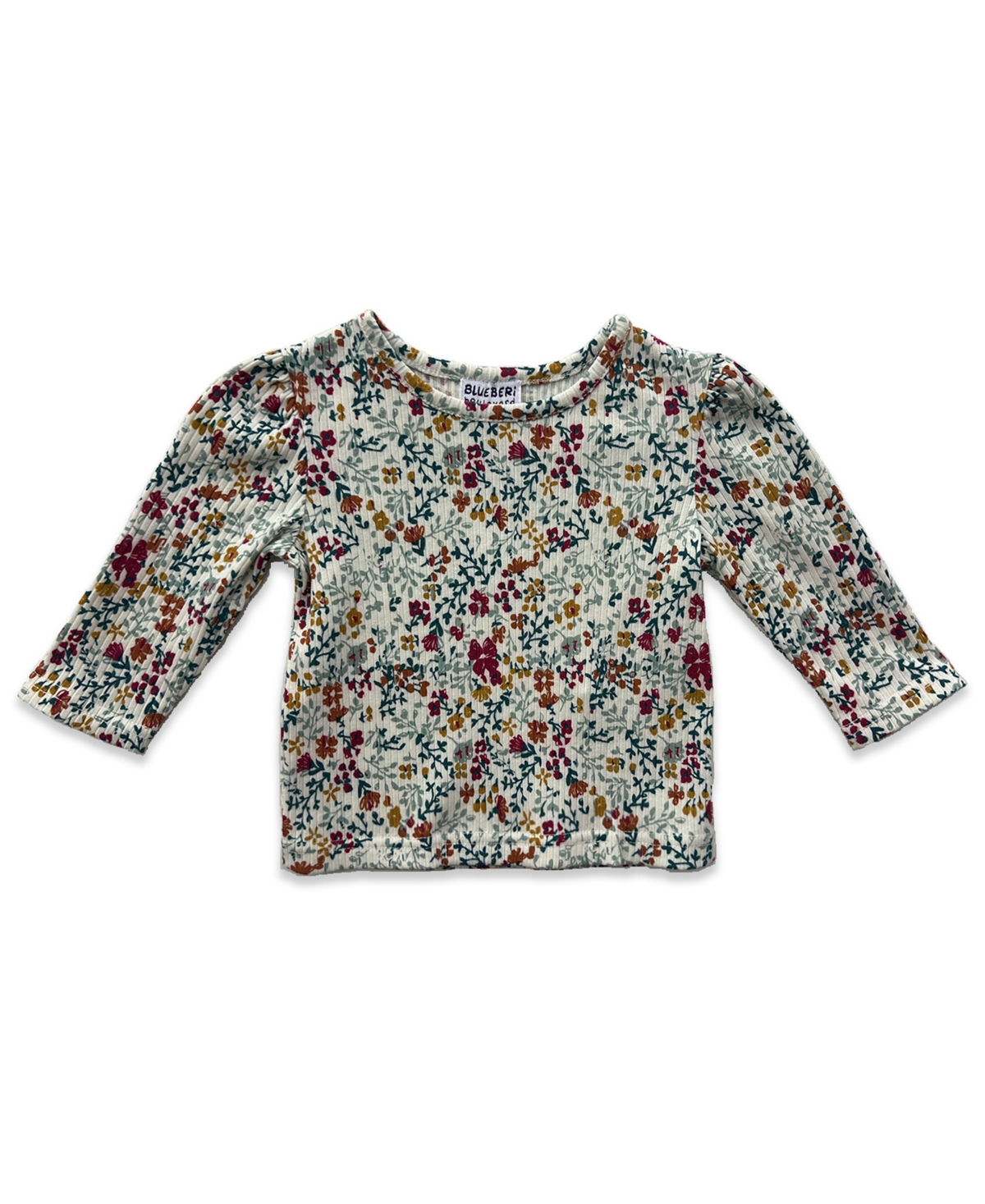 Blueberi Boulevard Baby Girls 2-piece Long-sleeve Top And Denim Jumper Set In Multi