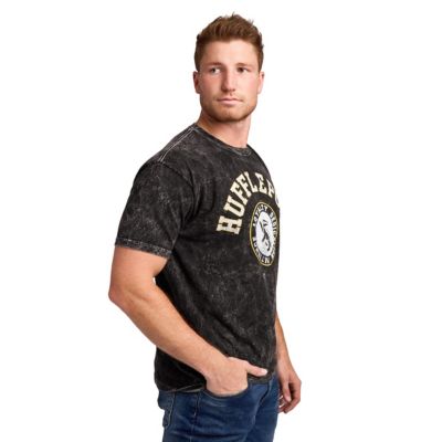 Men's Hufflepuff Varsity Black Vintage Mineral Wash Crew Neck Short Sleeve T-shirt-XXL