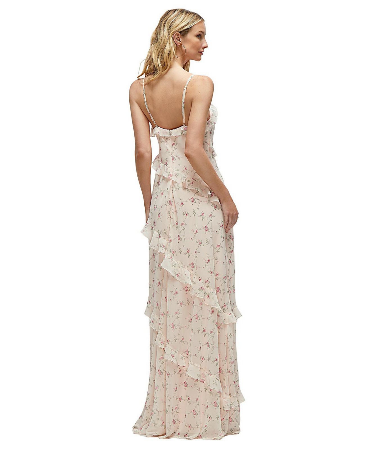 Dessy Collection Women's Asymmetrical Ruffle Chiffon Bias Slip Maxi Dress