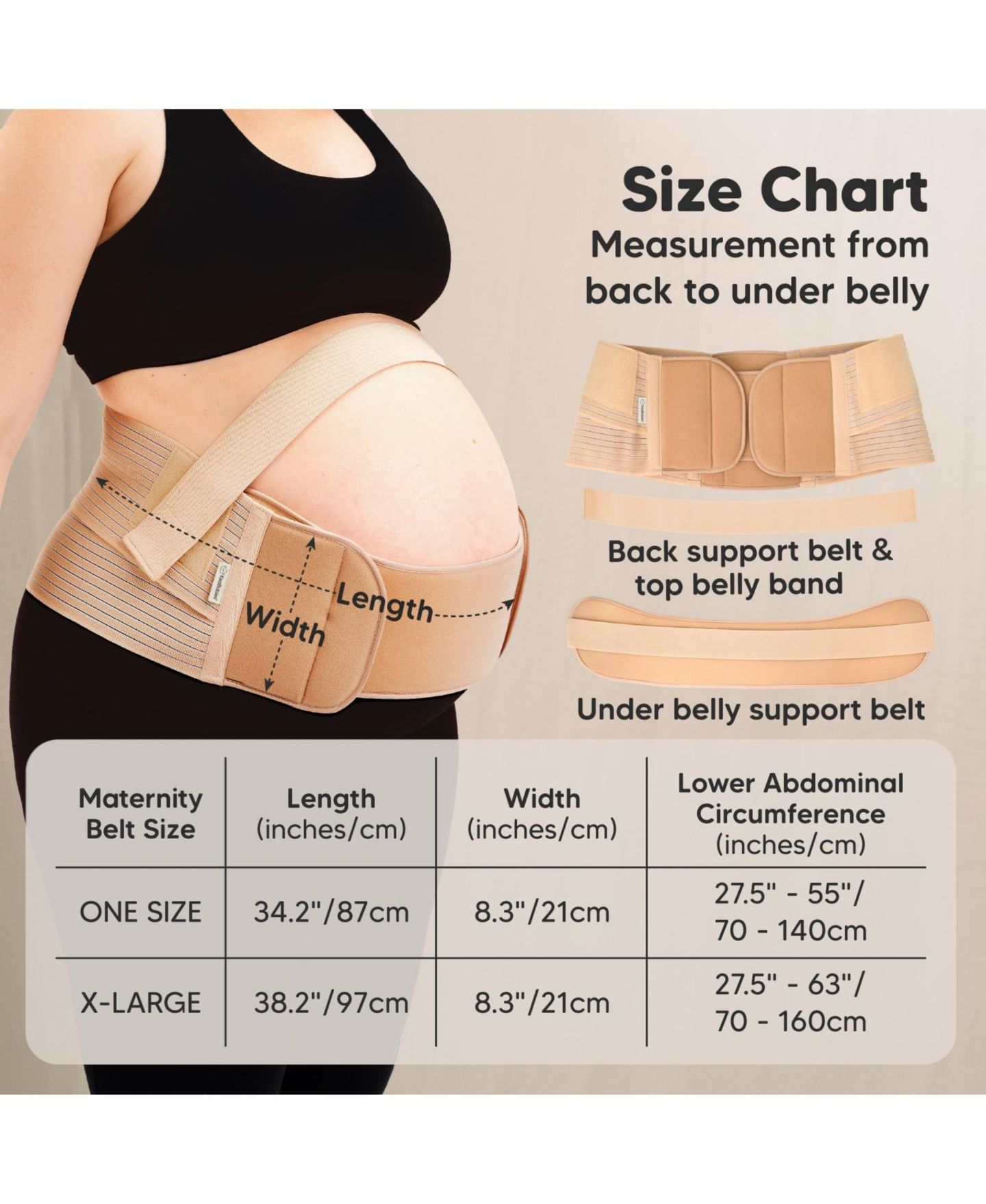Женский ремень KeaBabies 2 in 1 Pregnancy Belly Support Band, Maternity Belt, Pregnancy Must Haves Baby Belly Bands, цвет: Слоновая кость — фото 10