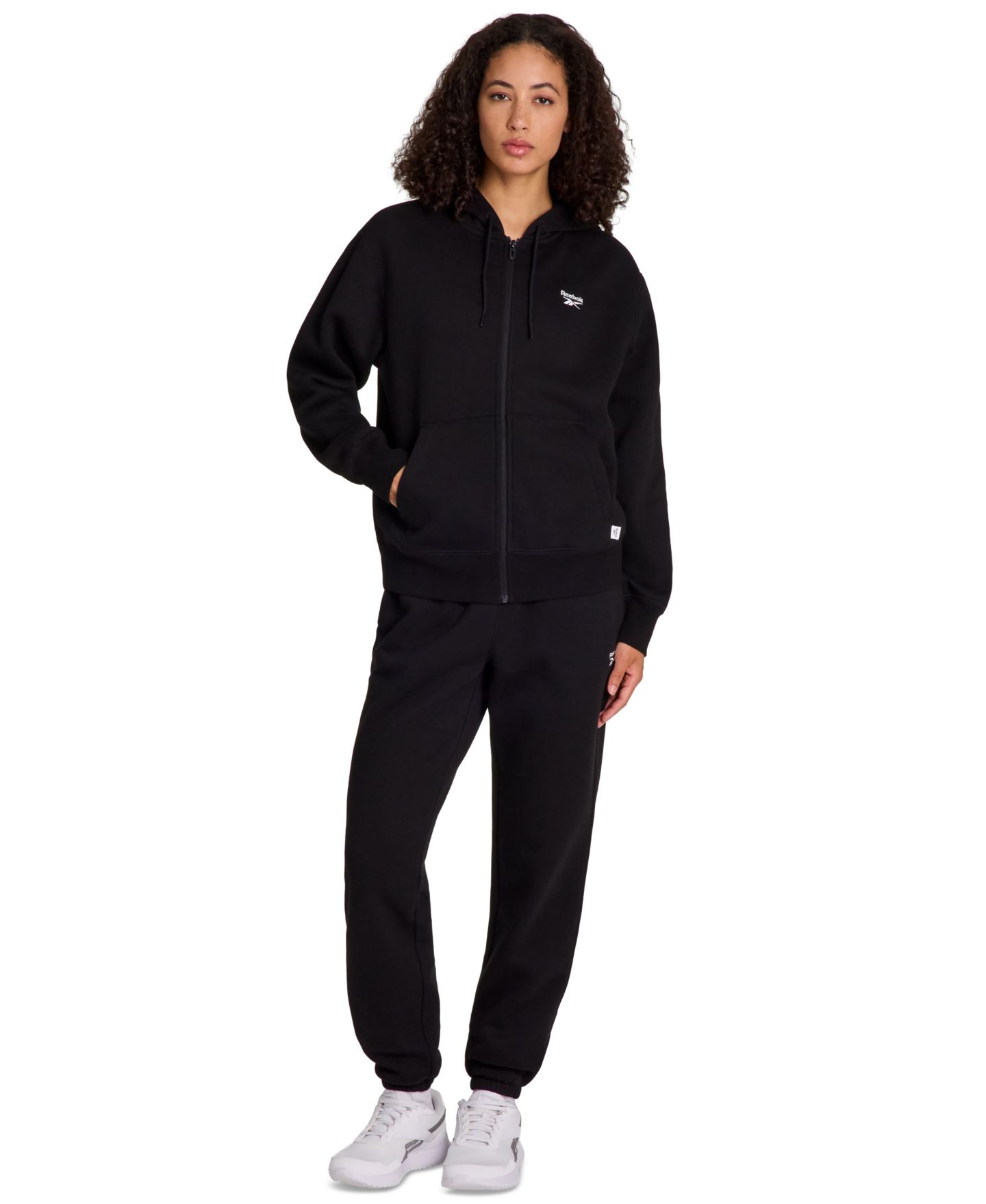 Женский свитшот Reebok Vector Full-Zip, цвет: Чёрный — фото 2