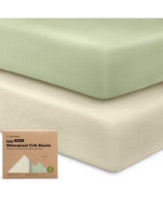 Waterproof Crib Sheets for Boys, Girls, 2pk Baby Fitted Crib Sheet, Waterproof Crib Mattress Protector Sheets