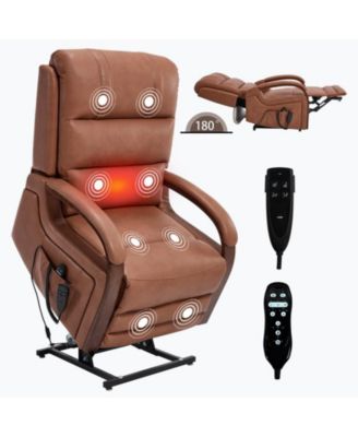 Power Lift Recliner Chair Dual Motor Infinite Position Up to 350 LBS with Solid Wood Armrests, Heat Massage and Heavy Duty Motion Mechanism