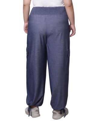 Plus Size Smocked Waist Harem Pull On Pants