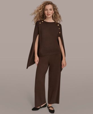 Women's Button Detail Poncho Sweater