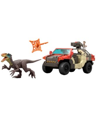 Rebirth Launch 'N Battle Vehicle with 1 Human and 1 Raptor Figure