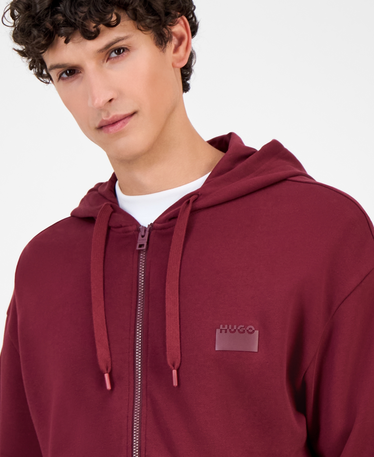 Hugo Boss Hugo By  Men's Cotton French Terry Zip Hoodie In Red