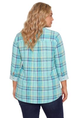 Women's Within Rayon 7-Day Three-Quarter Sleeve Tab-Front Tunic Top