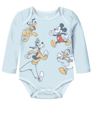 Baby Boys' Mickey Mouse Printed Long Sleeve Bodysuit, 3-Pack Set