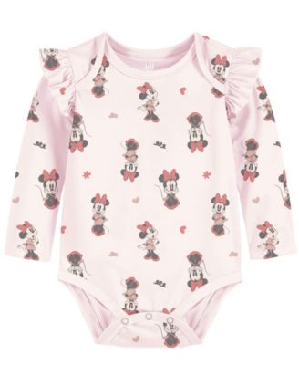 Baby Girls' and Boys' Minnie Mouse Printed Bodysuits, 3-Pack Set