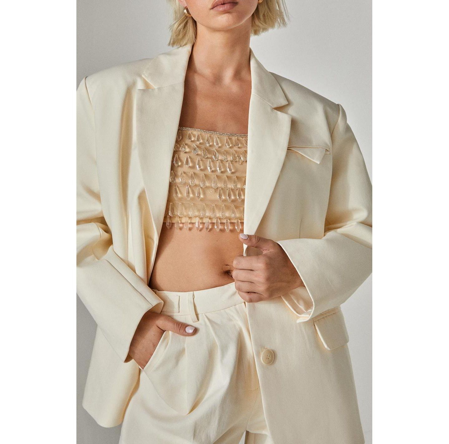 Женский пиджак Nasty Gal Twill Oversized Tailored Blazer, цвет: Кремовый — фото 5