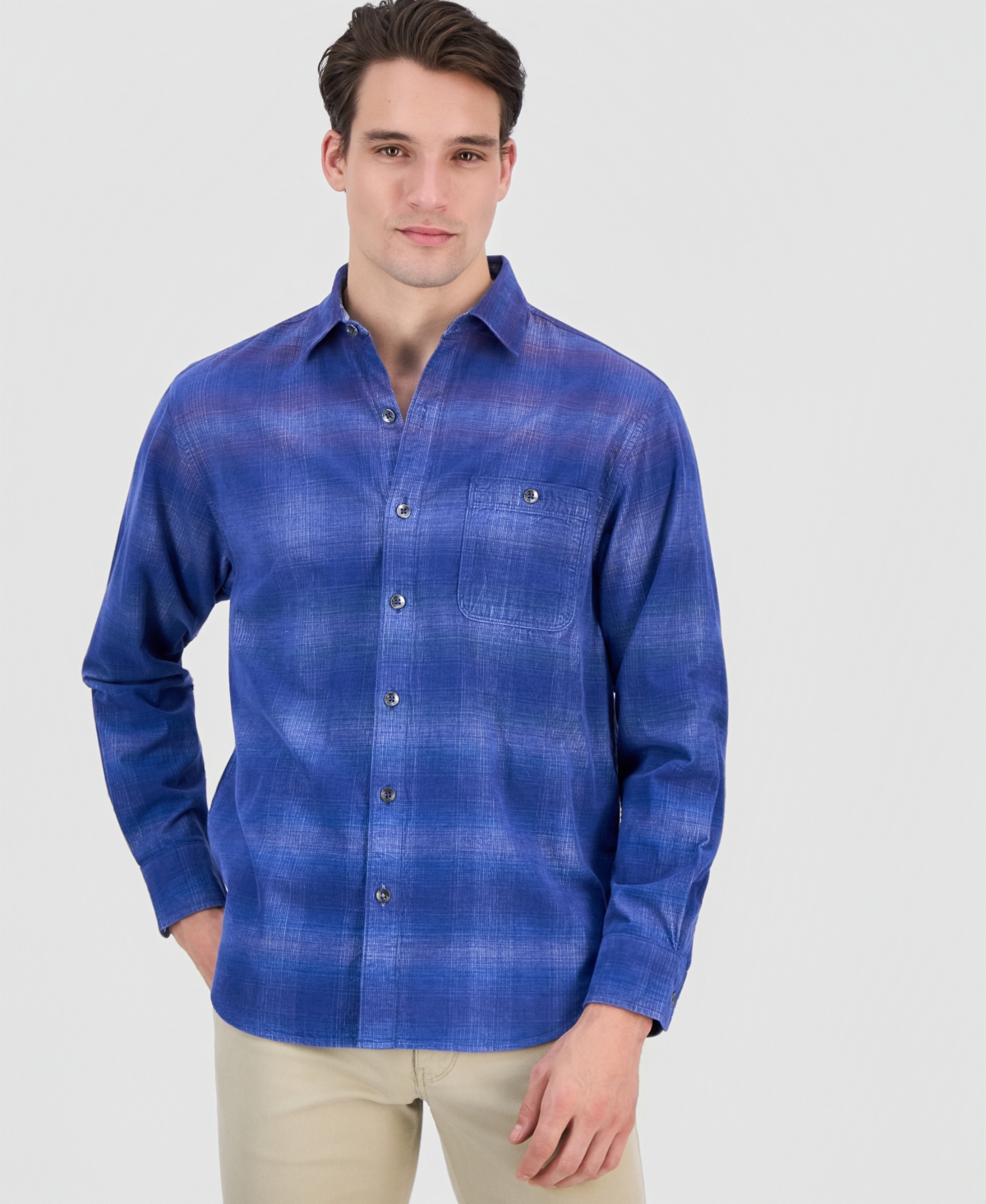 Tommy Bahama Men's Coastline Cord Sunset Long-Sleeve Plaid Button-Front Shirt