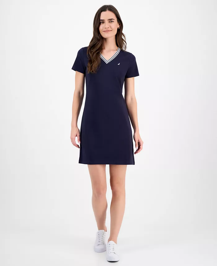 Nautica Women's V-Neck T-Shirt Dress