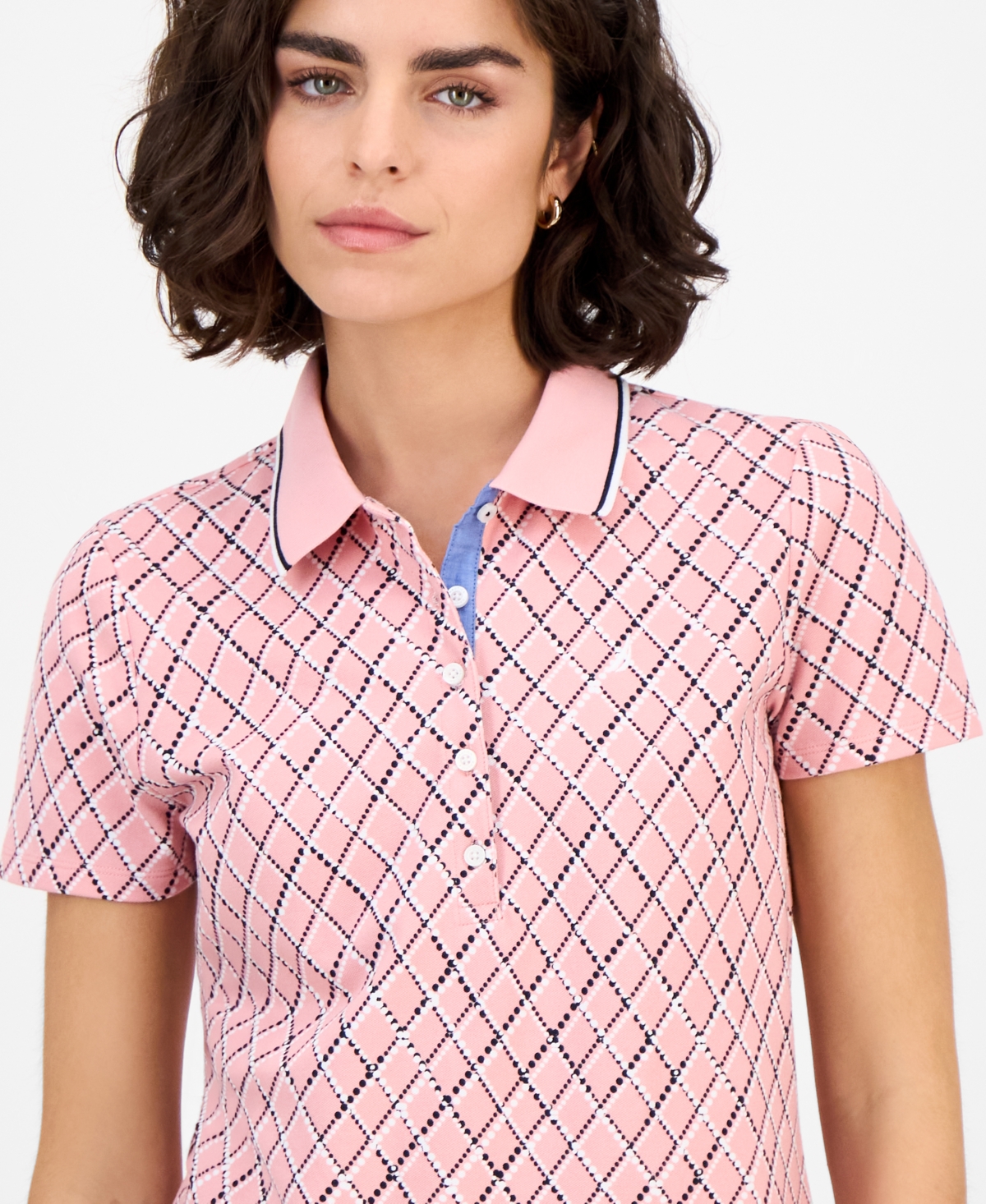 Nautica Jeans Women's Argyle Dot Polo Shirt