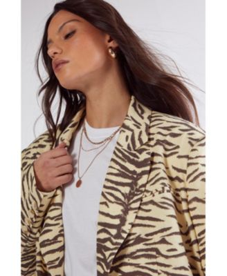 Women's Zebra Print Oversized Tailored Blazer