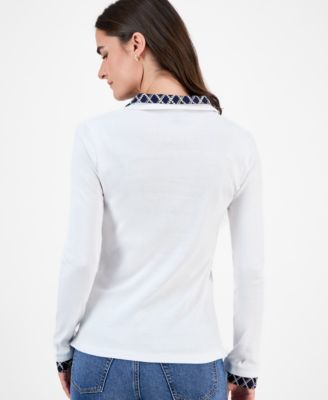 Women's Double-Collar Long-Sleeve Top