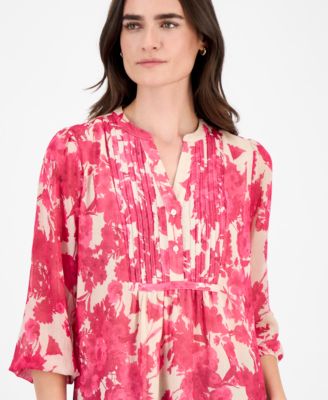 Women's Festival Floral Pintuck Blouse
