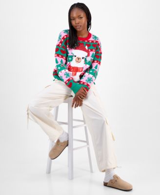 Juniors' Llama Pullover Holiday Sweater