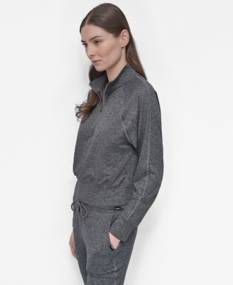 Women's Space-Dyed Half-Zip Raglan-Sleeve Top